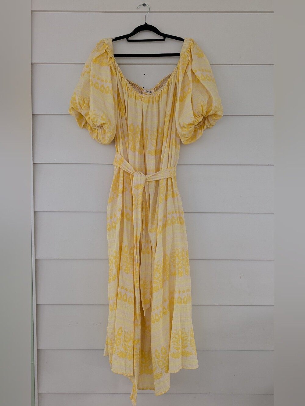 Future Collective Jenny K Lopez Boho Puff Sleeve Maxi Dress with Waist Tie